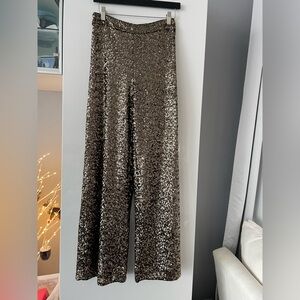 Banana Republic Gold Sequin wide pants